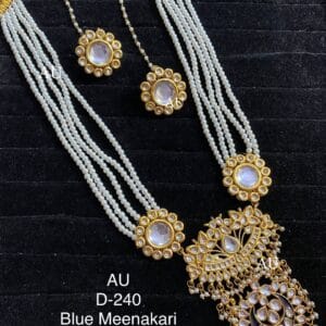 Dilkush Kundan Pendant Set With Blue Meenakari