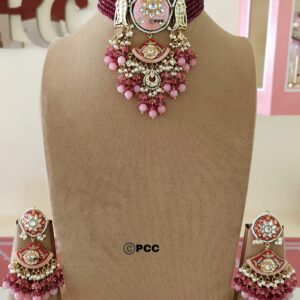 Ishika Kundan Choker Set In Pink Colour