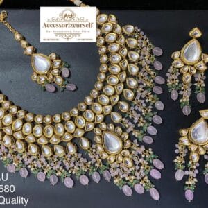 Simi Light Pink Kundan Set