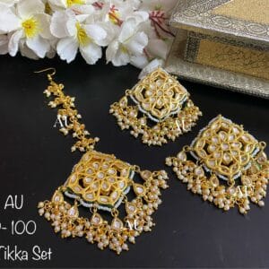 Cristy Earrings-Tikka Set in White
