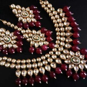 Husn Maroon Necklace Set