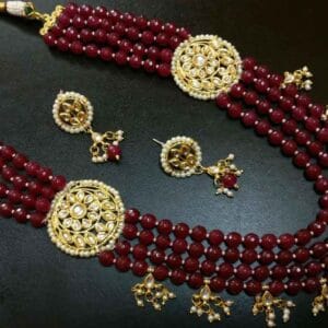 Kalki Maroon Necklace Set