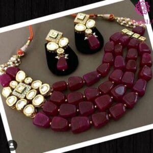 Kanika Maroon Necklace Set