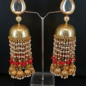 Manika Red Jhumki Earrings