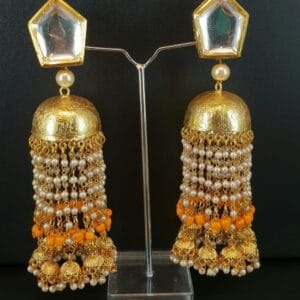 Manika Orange Jhumki Earrings