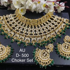 Pratiksha Kundan Green Set