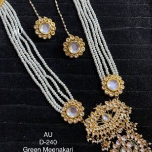 Dilkush Kundan Pendant Set With Green Meenakari