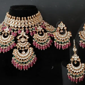 Padmavati Pachi Kundan Set In Ruby/Green Colour