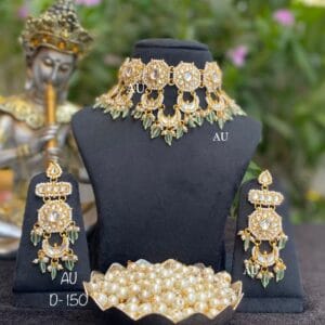 Rana Kundan Set in Green