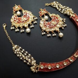 Sonalika Red Meena Set
