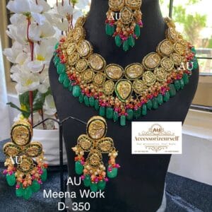 Manushi Carved Kundan Green Set