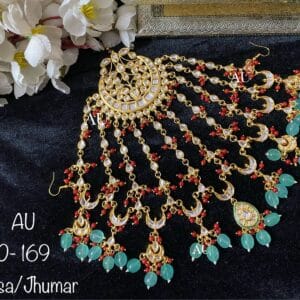 Taniya Kundan Green Red Multicolour Passa