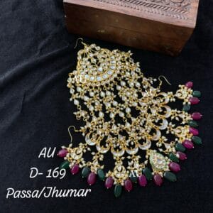 Taniya Kundan Maroon Emerald Green Passa