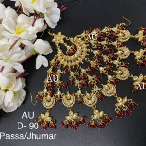 Fiza Maroon Kundan Passa